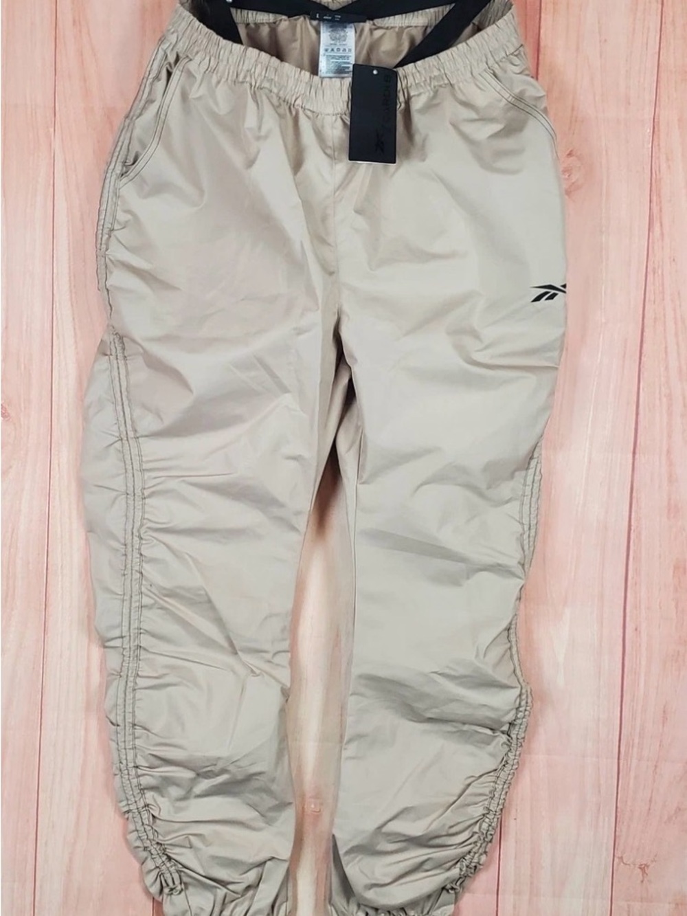 Cardi B x Reebok Beige Windbreaker Joggers with Elastic Ankles